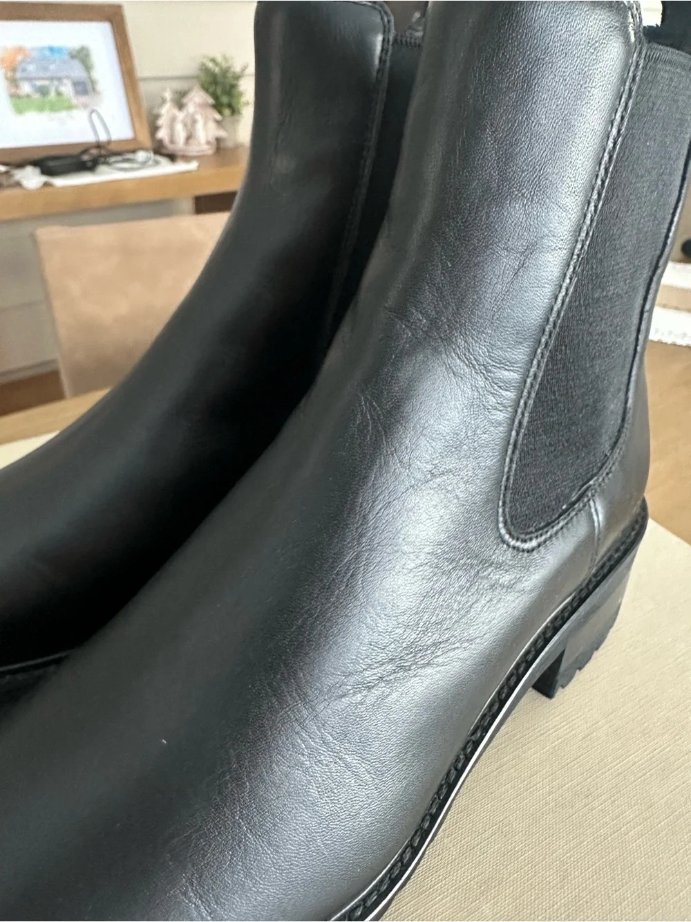 La CANADIENNE Black Leather Chelsea Lug Booties